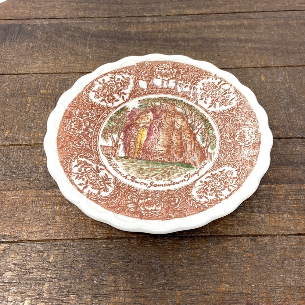 Old Church Tower, Jamestown, Virginia Vintage. USA. Veron Kilns. Saucer